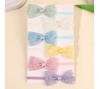 6 pezzi Fasce per capelli con fiocco in pizzo per neonati, Copricapo con fiocco carino, Regalo per la figlia, Fiocco per bambini, Accessori per capelli per neonati. Tagli UnicaColore unicoPoliestere