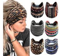 6 Pezzi Fasce per Capelli Donna, Elastiche Larghe Accessori per Capelli con Stampa Floreale, Donna Fasce per Capelli da Yoga Allenamento Sportivo Fasce,per fitness,per la Vita Quotidiana(strisce)