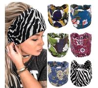 6 Pezzi Fasce per Capelli Donna, Elastiche Larghe Accessori per Capelli con Stampa Floreale, Donna Fasce per Capelli da Yoga Allenamento Sportivo Fasce,per fitness,per la Vita Quotidiana(Stampa)