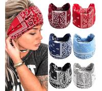 6 Pezzi Fasce per Capelli Donna, Elastiche Larghe Accessori per Capelli con Stampa Floreale, Donna Fasce per Capelli da Yoga Allenamento Sportivo Fasce,per fitness,per la Vita Quotidiana(Cashew)