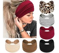 6 Pezzi Fasce Per Capelli Donna,Kavya Larga Fascia Capelli Elastici Stampa Leopardata Boho Alla Moda Stampa Floreale Accessori Capelli Per Lavoro Quotidiano Yoga(H)