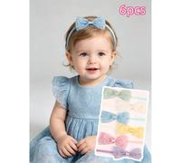6 pezzi Fasce per capelli in pizzo dai colori pastello per bambini, con fiori ricamati e rete, fasce elastiche in nylon per neonati, bambini piccoli e infanti, accessori per capelli primaverili ed est