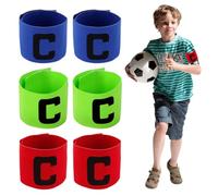 6 Pezzi Fasce per Capitano, da Calcio, per Adulti, Fascia da Braccio Capitan Football, Colore Elastico Fascia da Capitano per Bambini, Fascia da Capitano per Adulti e Bambini (Rosso, Blu, Verde)