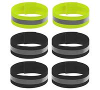 6 Pezzi Fasce riflessione di Sicurezza, Bracciali Sportivi Riflettenti Regolabile,Bracciale di Sicurezza Riflettente,Alta visibilità Fasce Riflettenti,per Sport all'Aria Aperta