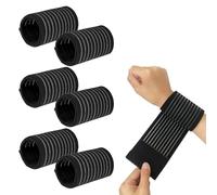 6 Pezzi Fascia da Polso, Supporto Polso Elastica Ambidestra, Polsiera Elastica Supporto per Polso per Uomini e Donne, Regolabile Tutore Tunnel Carpale per Ginnastica Sport Tennis(Nero)