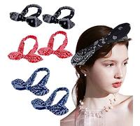 6 Pezzi Fascia per Capelli a Nodo Retro, Fascia Per Capelli con Nodo Elastico, Fascia per Capelli in Filo, Fascia Vintage Fiocco per Capelli, Cerchietto Ragazze con Stampa Vintage