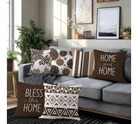 6 pezzi Federe per cuscini con stampe di citazioni moderne geometriche floreali "casa Sweet casa & Love Lives Here", in tessuto di poliestere con stampa monofronte, dimensioni 45x45cm/50x50cm/40x40cm,