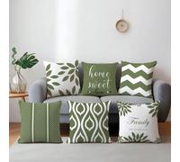 6 pezzi Federe per cuscini minimaliste e geometriche verdi con la scritta "casa Sweet", stampate su un lato in morbido velluto pesca, dimensioni 45*45/50*50/40*40CM, per decorazione interna, feste, re