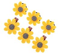 6 Pezzi Fermagli Chioma Bambina Fiore Sole Giallo in Cotone | Accessorio Semplice dal Design Unico, Idea Regalo, Attira L'attenzione