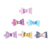 6 Pezzi Fermagli Fiocco Paillettes per Bambine, Accessori Chioma | Tessuto e Pelle Artificiale, Aspetto Lucido e Design Unico, per Compleanni e Natale