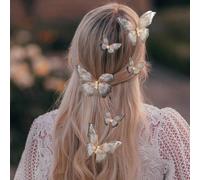 6 pezzi Fermagli per capelli a farfalla in tulle con clip a coccodrillo, fermagli per capelli a farfalla in tulle a doppio strato stile fatato per donne, fermagli per capelli laterali e per la fronte,