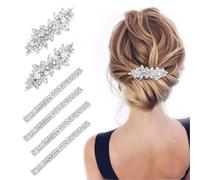 6 Pezzi Fermagli per Capelli Fiore Strass, Accessori Capelli per Donne, 2 Forcini Fiore Scintillanti, 4 Spille per Capelli Diamante, Shiny Fermagli Set, Matrimonio Festa Regali