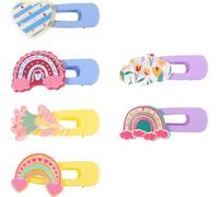 6 Pezzi Fermagli per Chioma, Floreali Arcobaleno in Plastica | Set Tre Paia, Colori Vivaci e Decorazioni Floreali, per Frangia e Piccole Ciocche