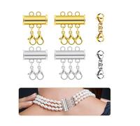 6 Pezzi Fermagli per Collane a Strati, Chiusura Multipla in Acciaio Inossidabile per Collane, Bracciali e Gioielli Fai da Te - Compatibile con Catene e Separatori Magnetici