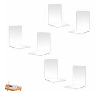 6 Pezzi Fermalibri per Mensole Fermalibri per Mensole Trasparente in Acrilico Ferma Libri per Libreria Adatto a Scuole Uffici Biblioteche Librerie Camere Letto