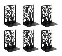 6 Pezzi Fermalibri per Mensole, Nero Reggilibri in Metallo, Ferma Libri, Reggi Libri per Mensole per Casa, Ufficio, Biblioteca, Scuola