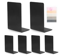 6 pezzi Fermalibri, Reggilibri in Metallo Antiscivolo con Note Adesive, Fermalibri per Ufficio per Libri, Ufficio, Biblioteca, Casa, Scuola, (Nero)