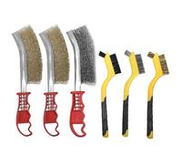 6 Pezzi Filo Insieme di Spazzola(Acciaio, Ottone, Nylon), Sverniciatore Metallo, Spazzole Metalliche con Impugnatura in Plastica, per Rimuovere Ruggine e Polvere e Pulizia Profonda