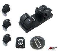 6 Pezzi Finestrino Specchio Controllo Set Cromo Per VW Passat Golf Jetta Faro