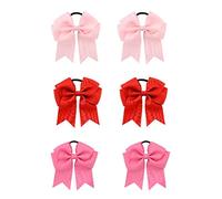 6 Pezzi Fiocchi per Capelli Grandi,Supporti per Coda di Cavallo Treccia Cheerleaders Fascia, per Lo Styling dei Capelli per Ragazze del Bambino Uniforme da Donna,Rosa, Rosa, Rosso