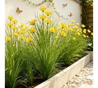6 pezzi Fiori artificiali realistici da esterno & Erba a bulbo, Steli di piante verdi artificiali di erba cipolla, Arbusti artificiali, Piante di erba decorative, Piante di copertura del suolo in plas