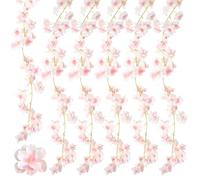 6 Pezzi Fiori di Ciliegio Fiori Artificiali, 1.8M Decorazione Floreale in Ratta Fiori di Ciliegio Finti, Fiori di Ciliegio Fiori Artificiali Ghirlanda Primaverile Appesi Ghirlanda di Vite