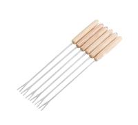 6 pezzi Forchette per fonduta in acciaio inox Bastoncini per fonduta per formaggio Smore con manico in legno resistente al calore formaggio Picnics campeggio