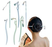 6 Pezzi Forcina Cinese, Bastone Capelli Annata, Bacchette per Capelli, Con Nappa Accessori Capelli Rima Classica per Donne E Ragazze, Bastoncini per Capelli Cinesi da Donna