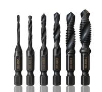 6 Pezzi Foret Taraudeur HSS, Foret e Taraud Combinati con Foret M3 x 0,5 M4 x 0,7 M5 x 0,8 M6 x 1,0 M8 x 1,25 M10 x 1,5, Foret Taraudeur con Rivestimento Nero Antiruggine per Metallo e Legno