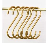 6 Pezzi, Ganci a S in Ottone, Ganci a Forma S in Oro, Ganci Attaccapanni, Pentol