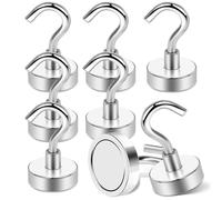 6 Pezzi Ganci Magnetici 32MM, Gancio Magnetico Argento Extra Forti 38KG Forza, M