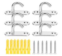6 Pezzi Gancio a Soffitto a Forma Ellittica in Acciaio Inox Argento | Fissaggio a Vite, per Piccole Imbarcazioni e Installazioni Interne, Finitura Liscia senza Bave
