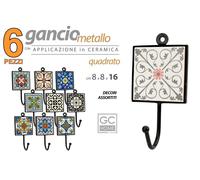 6 PEZZI GANCIO APPENDINO PARETE MURO METALLO APPLICAZIONE CERAMICA ASSOR 168 cm