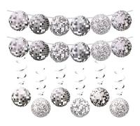 6 Pezzi Ghirlanda Disco Ball Spirali Vintage, 2 Pezzi Disco Deco Banner d'argento, 80s 90s Neon Decorazioni a Spirale per Compleanno Capodanno Tema Carnevale (Style 1)