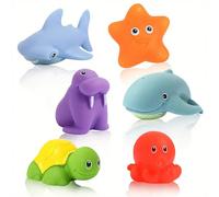 6 pezzi Giocattoli da bagno in morbida gomma a forma di animali , giocattoli da bagno e doccia che cambiano colore e galleggiano, giocattoli per animali , giocattoli per nuotare, regali per Ognissanti