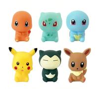6 pezzi Giocattoli da bagno Pokemon Pikachu, 5-6cm, con suono squittente e galleggianti per vasca da bagno, inclusi Eevee, Charmander, Squirtle, perfetti per i fan 6 pezzi in bustaPolicloruri di vinil