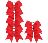 6 pezzi grande fiocco for capelli da cheerleader elastico for coda di cavallo accessori for fatti a mano for ragazze adolescenti che praticano sport Per Cheerleader(Deep red)