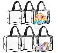 6 pezzi grandi borse portaoggetti per giocattoli, borsa trasparente per giocattoli in PVC, scatole porta giochi con chiusura lampo e maniglie, porta borse ideali per viaggi, casa