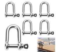 6 Pezzi Grillo a Forma di D, M8 Grillo Acciaio Inox a Vite, Arco Acciaio Grillo D, Grillo Dritto a Forma per Arrampicata, Trasporto e Sollevamento di Carichi