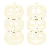 6 pezzi Halloween in legno in legno ritagli artigiani di zucca bianco fette di di zucca Halloween Craft per decorazioni fai -da -te per la decorazione fai -da -te