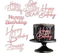 6 Pezzi Happy Birthday Cake Topper Torta Compleanno Specchio Acrilica Happy Birthday Decorazioni Torta Laterale Inserto Torta Argento per Pasticceria da Dessert Torta Festa di Compleanno