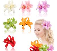 6 Pezzi Hawaii Fiore per Capelli Donna,Fermagli Capelli Bambina,Orchidee Doppie Colorate Forcine per Capelli,Clip Accessori per Artigli a Fiore Hawaiano Adatto per Viaggi All'aperto Vacanze al Mare