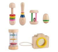 6 pezzi in legno di legno - Sensory Wood Rattles for Baby, Baby Instrument Musical Toy for Babies and Kids, Instruments Maracas Kit, Learning Musical Rattle, Sensory Toy, Legno Sensory Toys