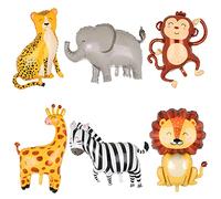 6 Pezzi Jungle Safari Palloncini Grandi Leone Leopardo Elefante Giraffa Zebra Scimmia Palloncino Giungla Animali Tema Helium Foil Ballon Festa Decorazioni
