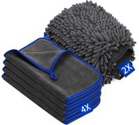 6 Pezzi Kit Pulizia Auto, Kit Lavaggio Auto Con 4Pcs Panno Microfibra E 2Pcs Gua
