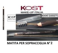 6 pezzi Kost Make Up Italia MATITA SOPRACCIGLIA N°2 Marrone C/Pettine Separatore
