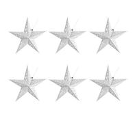 6 Pezzi Lampada a Forma di Stella a Cinque Punte in Carta | Argento, Motivo Celeste e Stelle, Struttura Traforata, per Soggiorno e Locale, Ornamento d Interno