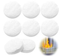 6 Pezzi Lana Ceramica per Camini a Bioetanolo, Fibra di Vetro, Spugna Ceramica Rotonda per Camini a Bioetanolo, Stufe a Gel, Camini da Tavolo Interni (85x85x20mm)