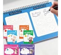 6 pezzi Libri per il controllo della matita e l'addestramento dell'intelligenza per bambini, strumenti educativi Montessori, quaderni di esercizi di inglese per bambini, quaderni magici con scanalatur