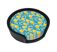 6 Pezzi Limoni Fiori Farfalle Sotto chieri in Pelle per Bevande con Supporto Set di Sotto chieri Tavolo per Bevande Sotto chieri per Soggiorno Cucina Caffè Decor